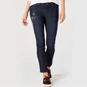 J. Jill Authentic Fit Slim Ankle Embroidered Jeans Size 14 Petite